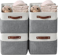 DECOMOMO Storage Baskets for Shelves - Fabric Storage Bins, Linen Closet Organizers and Storage (Slate Grey & White, Large - 4 Pack)