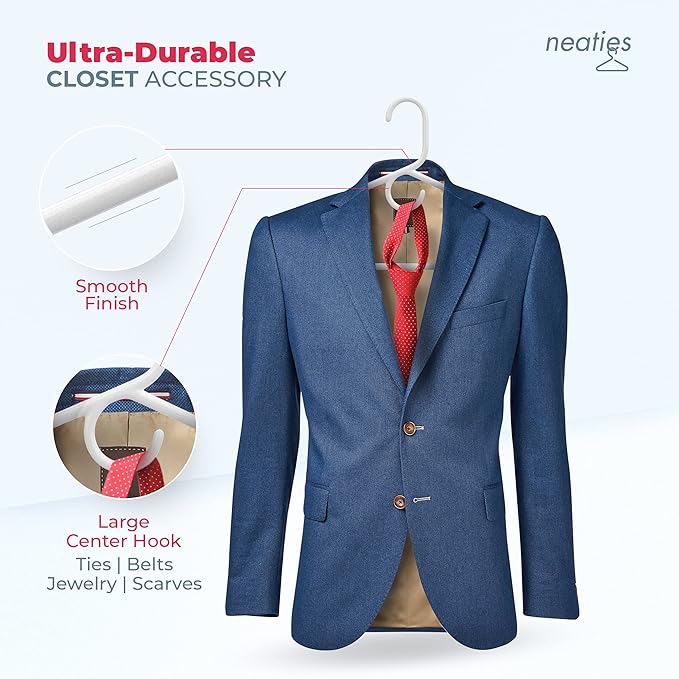 Neaties Heavy Duty Clothes Hangers 100+ Pack (162 Count) – Made in the USA – 8lb Capacity Plastic Hangers for Adult Clothing – Durable for Pants, Coats, Jackets, or Jeans – Blue