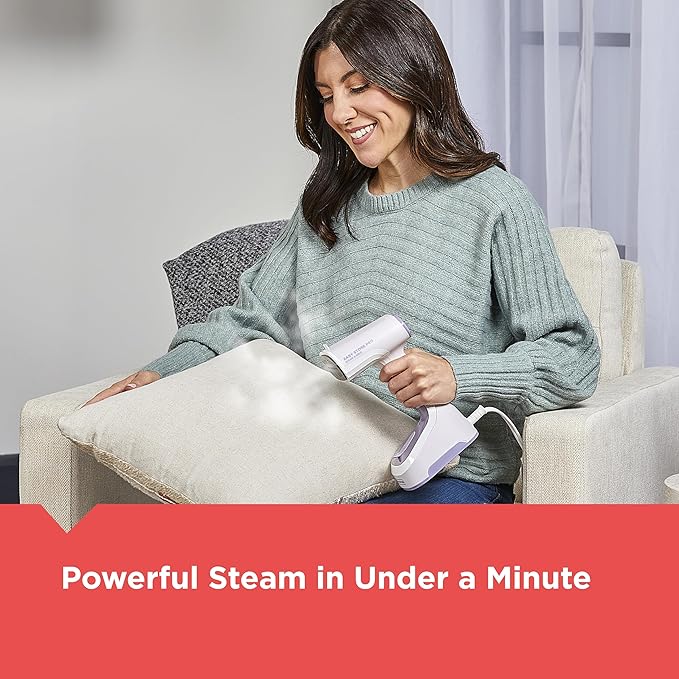 BLACK+DECKER Easy Store Pro Foldable Steamer, GS0311-0PD, 45-Second Heat Up, Extra Long Power Cord & Lint Remover Attachment, Powerful Steam Performance for Clothes, Drapes & Upholstery (Pack of 2)