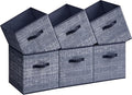SONGMICS Storage Cubes, 13-Inch Non-Woven Fabric Bins with Double Handles, Set of 6, Closet Organizers for Shelves, Foldable, for Clothes, Misty Blue UROB033I01