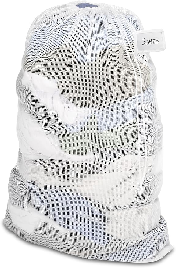Whitmor Mesh Laundry Bag with ID Tag - Set of 3 - White