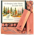 Cedar Blocks for Closet -25 pcs (15 Hang-ups & 10 Balls)- Aromatic Cedar for Closets, Natural Closet Smell Eliminator, Natural Closet Deodorizer, Drawer Fresheners for Dresser.