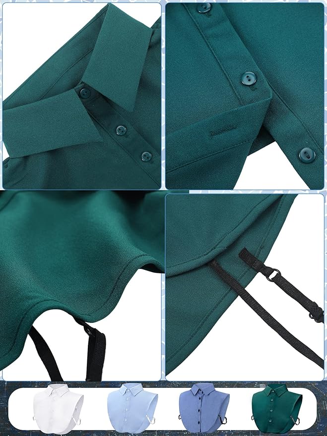 Syhood 4 Pcs Fake Collar Detachable False Dicky Collar Half Shirts Round for Women Outfits Halloween Costume Accessories
