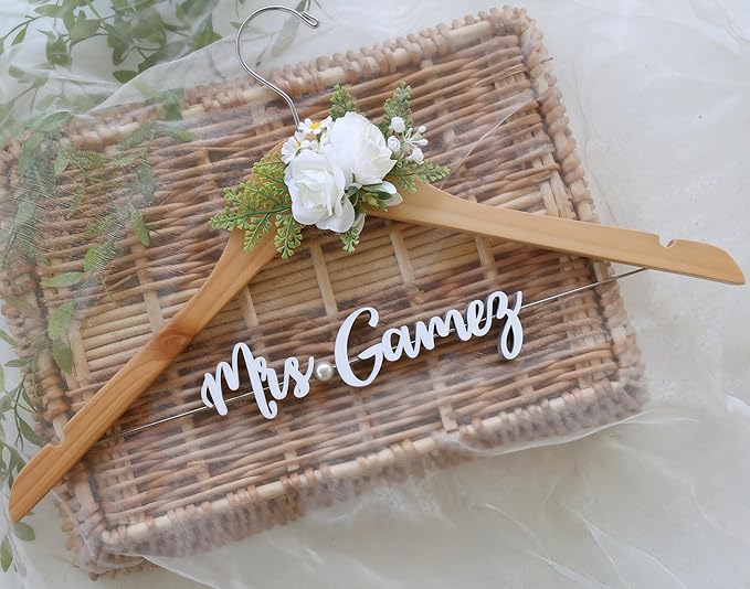 Custom Wedding Hanger with Bride Last Name & Date | Personalized Bridesmaid Gift Bridal Shower Gift
