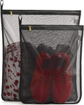 TENRAI Delicates Laundry Bags, Bra Fine Mesh Wash Bag for Underwear, Lingerie, Bra, Pantyhose, Socks, Use YKK Zipper, Have Hanger Loops (Black, 1 Large & 1 Medium)