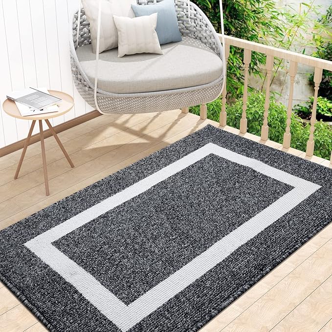 OLANLY Indoor Door Mat, 48x32, Non-Slip Absorbent Resist Dirt Entrance Mat, Washable Low-Profile Inside Entry Doormats for Entryway, Black
