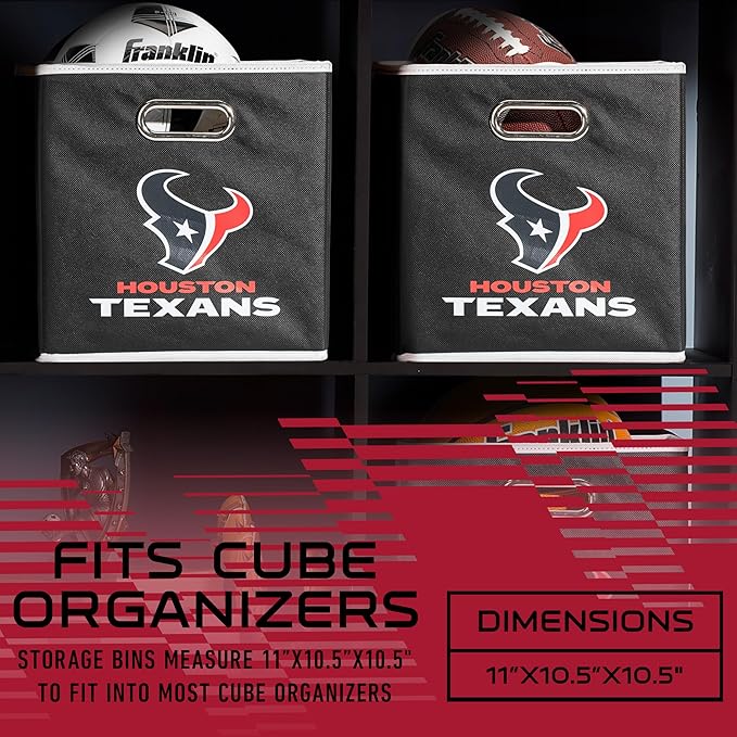 Franklin Sports NFL Storage Bins - Collapsible Cube Container + Basket - NFL Office, Bedroom + Living Room - 11"x11"