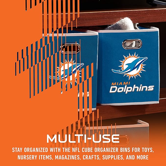 Franklin Sports NFL Storage Bins - Collapsible Cube Container + Basket - NFL Office, Bedroom + Living Room - 11"x11"