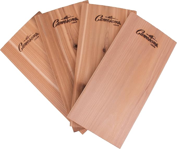 Camerons Cedar Grilling Planks - 4 Pack (5.5"x11.5") - Premium Natural Cedar Wood - Easily Infuse Smoky Flavor into BBQ Salmon, Fish, Meat, Veggies, and More - Sourced in the USA - Grilling Gift Idea