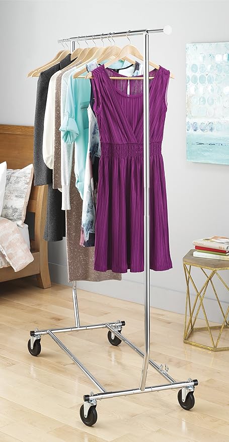 Whitmor Garment Rack - Foldable for Easy Storage - Chrome
