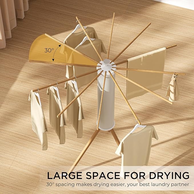 Tripod Clothes Drying Rack, Garment Rack Portable and Foldable Space Saving Laundry Drying Rack - Dryer Rack Clothing Floor Folding Balcony Bedroom Household
