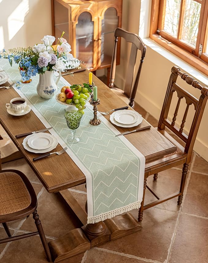 Table Runners 138 Inches,Waterproof Boho Table Runner with Tassel Fringe,Table Runner for Party Coffee Table