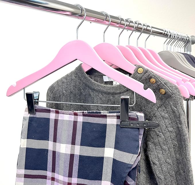 Kids Hangers with Metal Clips Pant Bar 4T-10 (Lilac Sachet Pink)