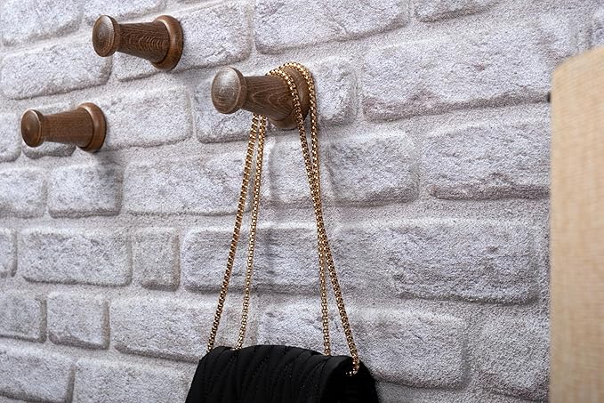 Rustic Wall Mounted Coat Rack with Shelf 20” Wooden Entryway Organizer with 5 Metal Hooks for Floating Storage Shelf for Bathroom Bedroom Kitchen Living Room (walnut, Hooks (2 Pack))