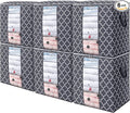 WISELIFE Storage Bags 6 Pack/100L Large Blanket Clothes Organization and Storage Containers for Comforters,Bedding, Foldable Organizer with Reinforced Handle, Clear Window, Sturdy Zippers,Gray