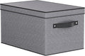 Fabric Storage Bin with Lid, 7.1 x 9.1 x 13 Inch Foldable Storage Box for Shelves with Handles, Decorative Linen Closet Organizer, Gray, 1-Pack