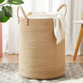 60L Jute Woven Hamper Laundry Basket Wicker Rope Clothes Hamper for Baby Nursery Kids Tall Rattan Blanket Basket in Living Room Bedroom 15Dx20H inches