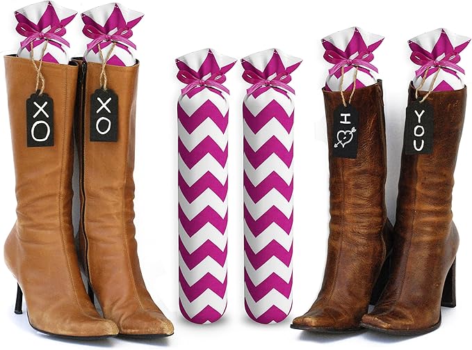 Boot Shaper Stands for Closet Organization - Keeps Them Shaped Properly - Many Patterns to Choose from - 1 Pair (Pink Chevron)