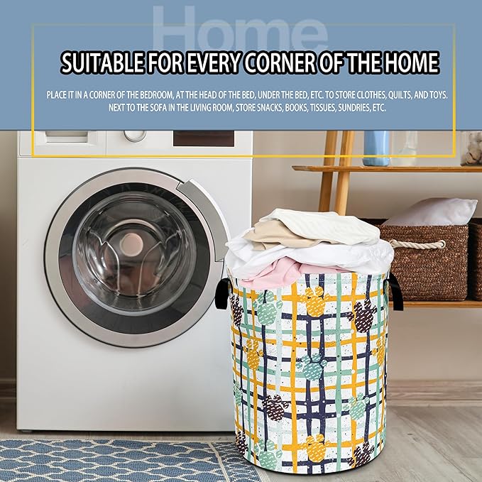 Paw Prints Laundry Basket Cat Dog Pet Paw Foldable Oxford Cloth Funny Tote Bag Laundry Hamper Clothes Storage Bucket Toy Organizer For Bathroom/Laundry Storage/Bedroom 18.9x16.5 Inch