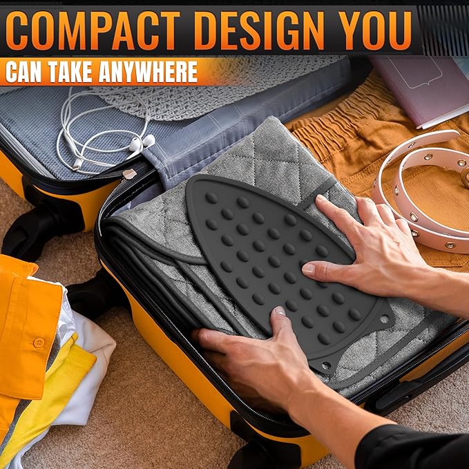 Portable Ironing Mat for Table Top – Foldable Ironing Pad for Table (39.8" x 18.3") with 4-Layer Heat-Resistant Fabric & Magnetic Edges – Easy to Store, Designed for Small Spaces & Quick Ironing