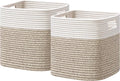 UBBCARE Storage Cubes 11 Inch, Cotton Rope Woven Baskets for Organizing, Cube Storage Bin for Baby Nursery, 2-Pack Square Toy Storage Baskets for Shleves Organizer, Closet, Kidsroom, Brown