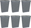 YBM Home Plastic Rattan Laundry Hamper Basket with Hinged Lid, Ventilation Holes, Durable, Lightweight Bin With Cutout Handles, Storage Dirty Clothes, Space Saver, 10.5" x 17.5" x 23.75", Grey, 6-Pack