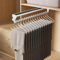 Pull Out Closet Rod, 15.7inch Heavy Duty Pants Rack, Adjustable Clothes Hanger Rail, Space Aluminum Valet Rod, Top Mounted Wardrobe Clothes Organizer, Closet Storage for Trousers Coats White