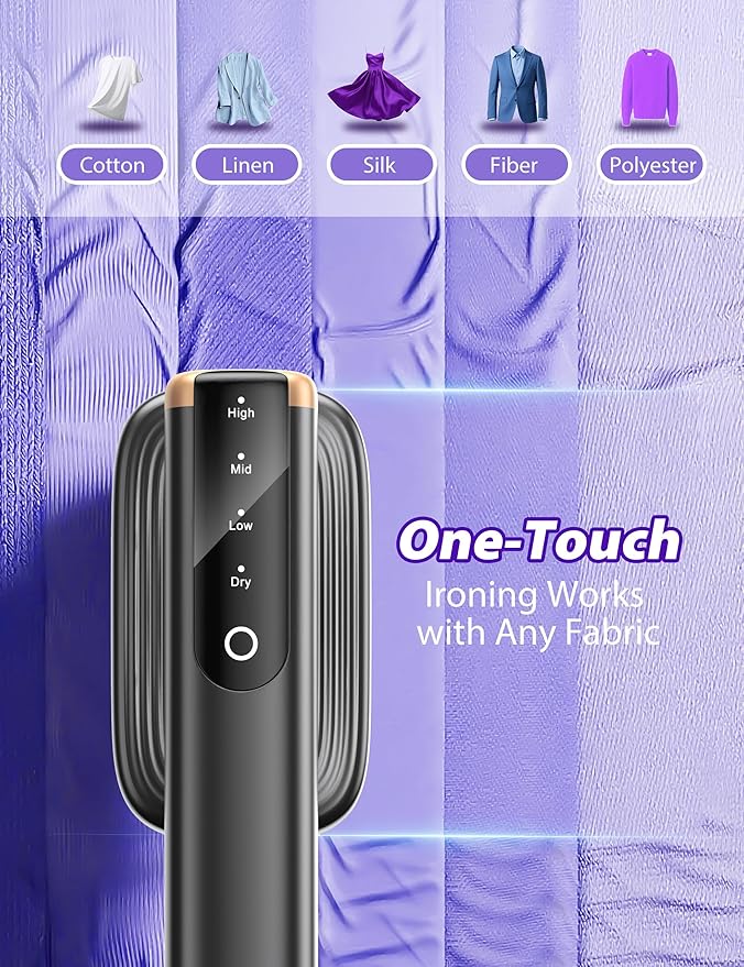 Steamer for Clothes Portable Handheld Garment Steamer,15s Fast Heat-up,180ml Tank,Steamer Ironing Gloves,35 Minutes of Continuous Ironing for Travel and Home(Black Gold)