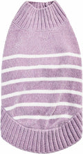 Blueberry Pet Cozy Soft Chenille Classy Striped Dog Sweater in Lavender Frost, Back Length 14", Pack of 1 Clothes for Dogs