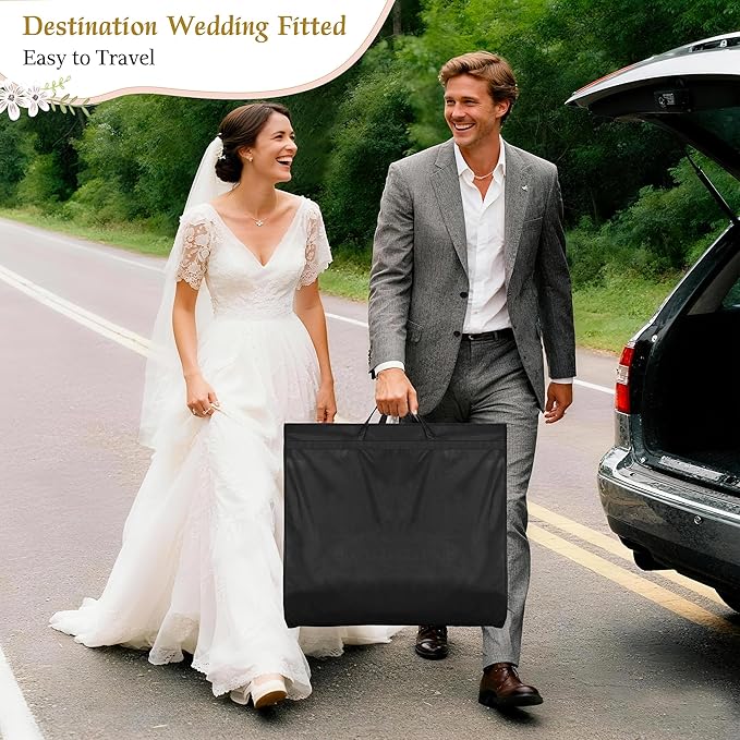 KEETDY 72" Wedding Dress Garment Bag for Travel with 4" Gusseted Long Hanging Dress Bags for Gowns for Women Garment Cover Clothes Storage for Closet, Black