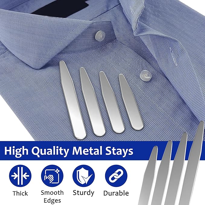 20 Count 2.2" 2.5" 2.7" 3" Inch Metal Collar Stays Stainless Steel