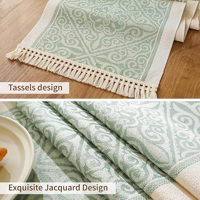 Table Runner 48 Inches Long,Waterproof Boho Table Runner with Tassel Fringe,Table Runners for Party Coffee Table