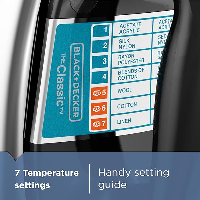 BLACK+DECKER The Classic Iron,F67E-T,Aluminum Soleplate,Steam or Dry Ironing,7 Temperature Settings,Anti-Drip,(Pack of 2)