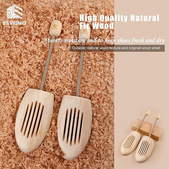 Adjustable Wood Shoe Trees With Spring,Wooden Shoes Tree For Men &Women,Shoe Shaped Shoe Lasts Wooden Shoe Stretcher