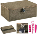 Discreet Lockable Toy Bag Storage Organizer Toy Bag Storage Bins Case with Zipper Lid for Women and Men Clothes Container(Coffee,15 x 10 x 6.3 Inch)