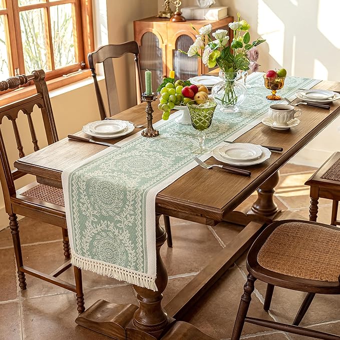 Table Runners 72 Inches Long Waterproof Boho Table Runner with Tassel Fringe,Table Runner for Party Coffee Table
