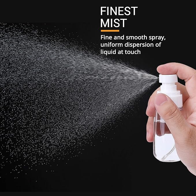 Pack 2 Small Spray Bottle Travel Size 3.39oz/100ml - Fine Mist Mini Empty Spray Bottles - Leak Proof - for Toners, Face & Hair Mist