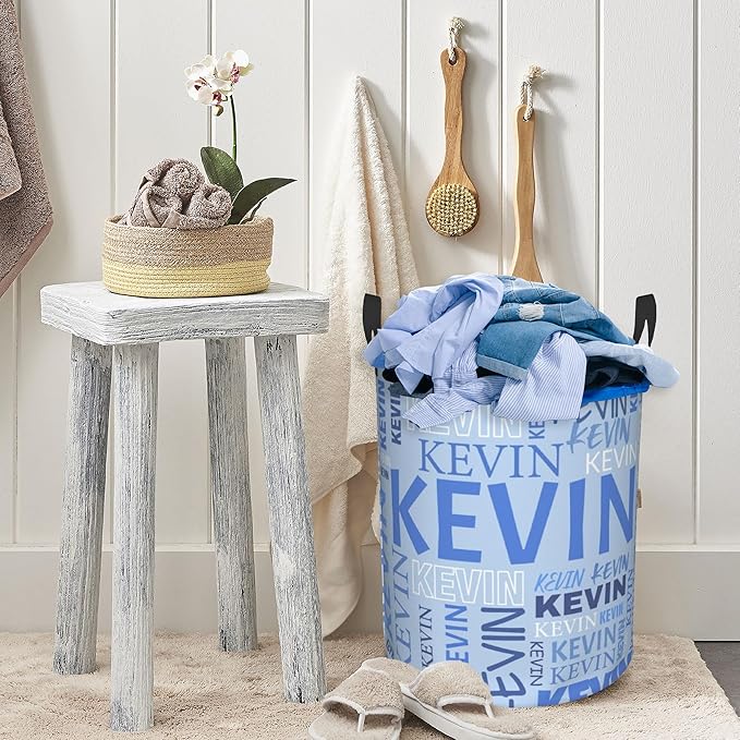Custom Name Laundry Hamper, Personalized Dirty Clothes Hamper with Name for Bathroom Bedrooms Clothes Storage Organizer, Personalized Gifts for Boys Girls Men Women