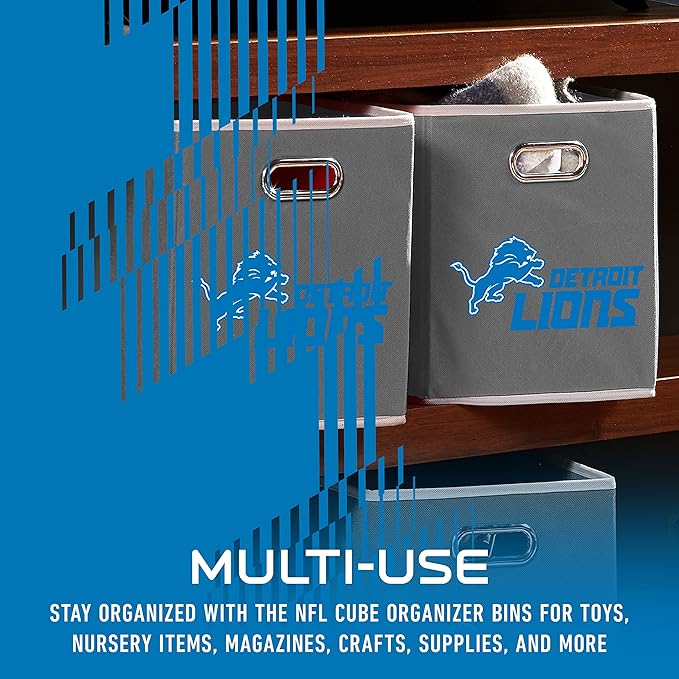 Franklin Sports NFL Storage Bins - Collapsible Cube Container + Basket - NFL Office, Bedroom + Living Room - 11"x11"