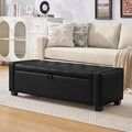 48" Ottoman with Storage, Storage Ottoman Bench with Safety Hinge, Upholstered Entryway Bench with Seating for Bedroom, Living Room, Holds up to 330 lb, Light Black