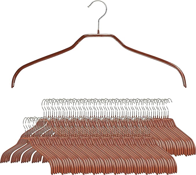 MAWA by Reston Lloyd Silhouette Series Non-Slip Coated Steel Clothes Hanger for Shirts and Dresses, Style 41/F, Copper, Pack of 140