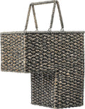 Creative Co-Op Woven Bankuan Rope Stair Basket with Handles, Black
