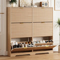 Shoe Cabinet Storage for Entryway with 6 Flip Drawers, Oak Fluted Shoe Cabinet with Adjustable Shelves, Wooden Hidden Shoe Rack Freestanding Narrow Slim Shoes Storage for Hallway, Entrance