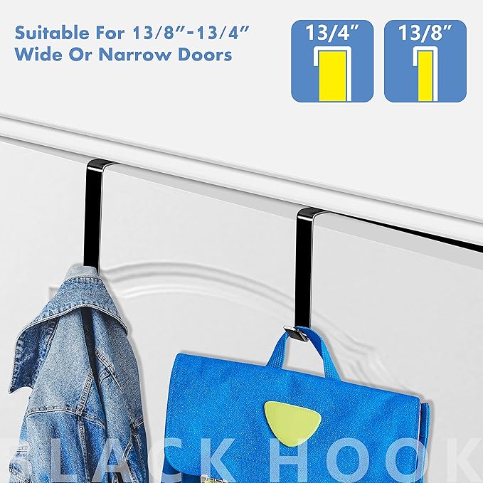 10 Pack Over The Door Hook, Sturdy Over Door Z-shaped Metal Hanger Heavy Duty Metal Hook Upgraded for Hanging, Towels, Clothes, Bags, Cubicle, Bathroom Use Fits 1 3/4 Inch Thick Doors (Black)