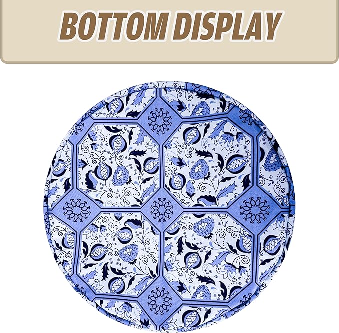 Chinoiserie Style Blue And White Porcelain Laundry Basket Foldable Oxford Cloth Funny Tote Bag Laundry Hamper Clothes Storage Bucket Toy Organizer For Bathroom/Laundry/Bedroom 18.9x16.5 In
