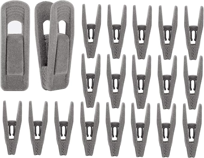 Velvet Hangers Clips Strong Finger Clips Perfect for Thin Velvet Hangers (Grey, 20)
