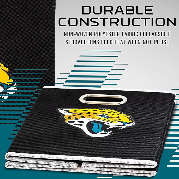 Franklin Sports NFL Storage Bins - Collapsible Cube Container + Basket - NFL Office, Bedroom + Living Room - 11"x11"