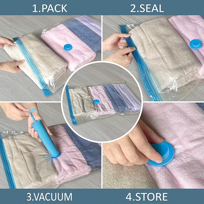 Vacuum Storage Bags, Vacuum Seal Space Saver Bags for Clothing, Travel Lugggage, Carry-on, Blankets, Comforters, Pillow, Bedding, 10 Combo
