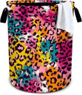 Leopard Print Laundry Basket Storage Bin Foldable Laundry Hamper Clothes Storage Bucket Organizer 19.6x15.7 Inch For Laundry Room/Bedroom/Bathroom