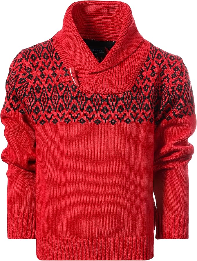 Gioberti Kids and Boys 100% Cotton Pullover Knitted Sweater with Toggle Button Closure